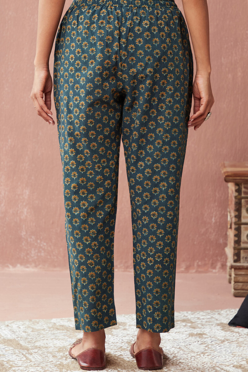 Ajrak Hand Block-Printed Cotton Narrow Pants