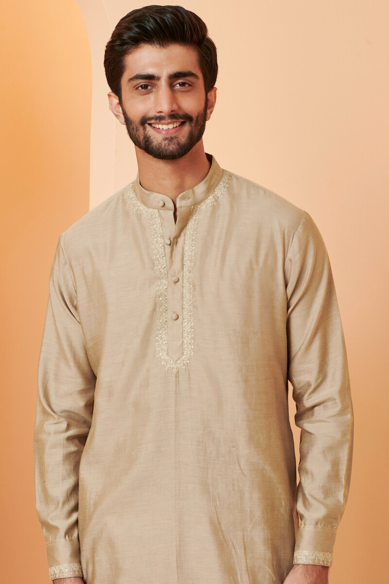 Gold Handcrafted Chanderi Kurta