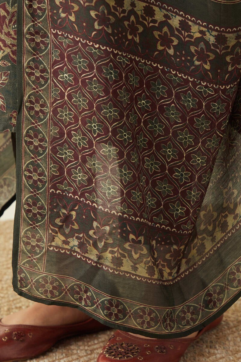 Olive Green Printed Viscose Dupatta