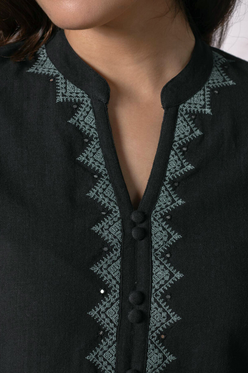 Black Handcrafted Straight Handloom Kurta