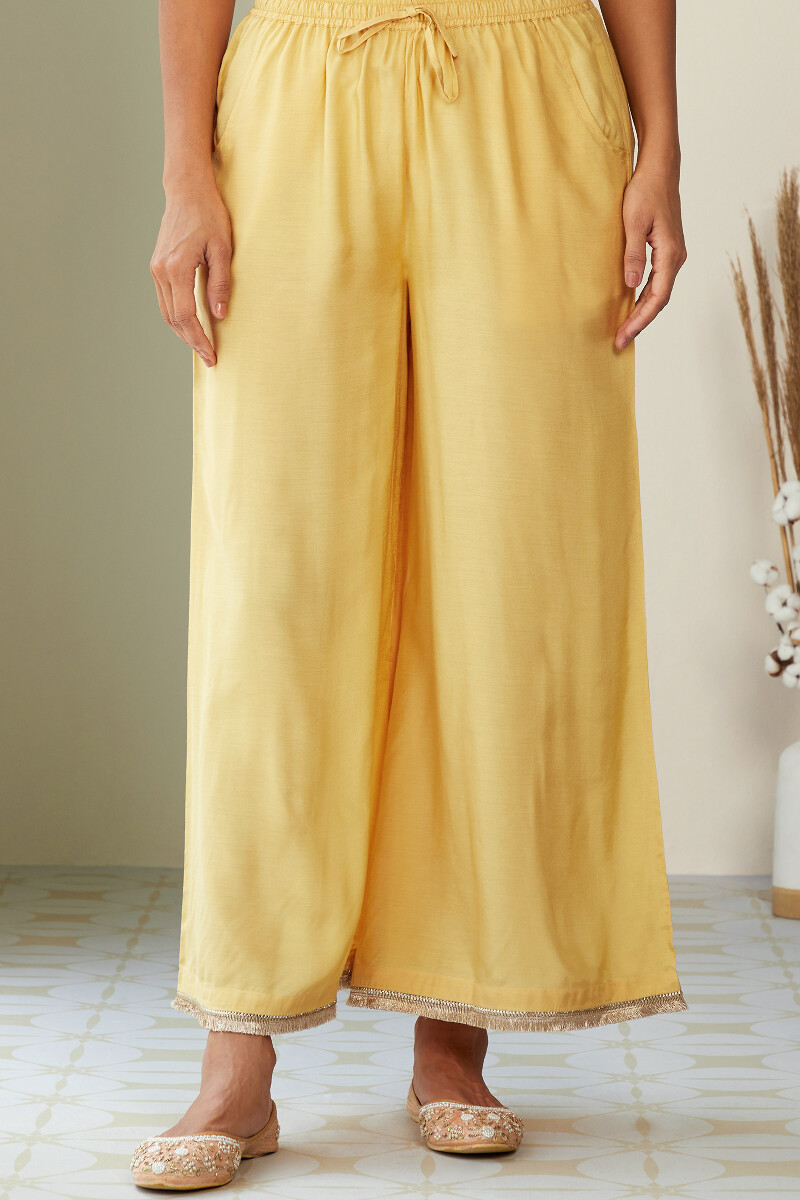 Yellow Handcrafted Modal Palazzo