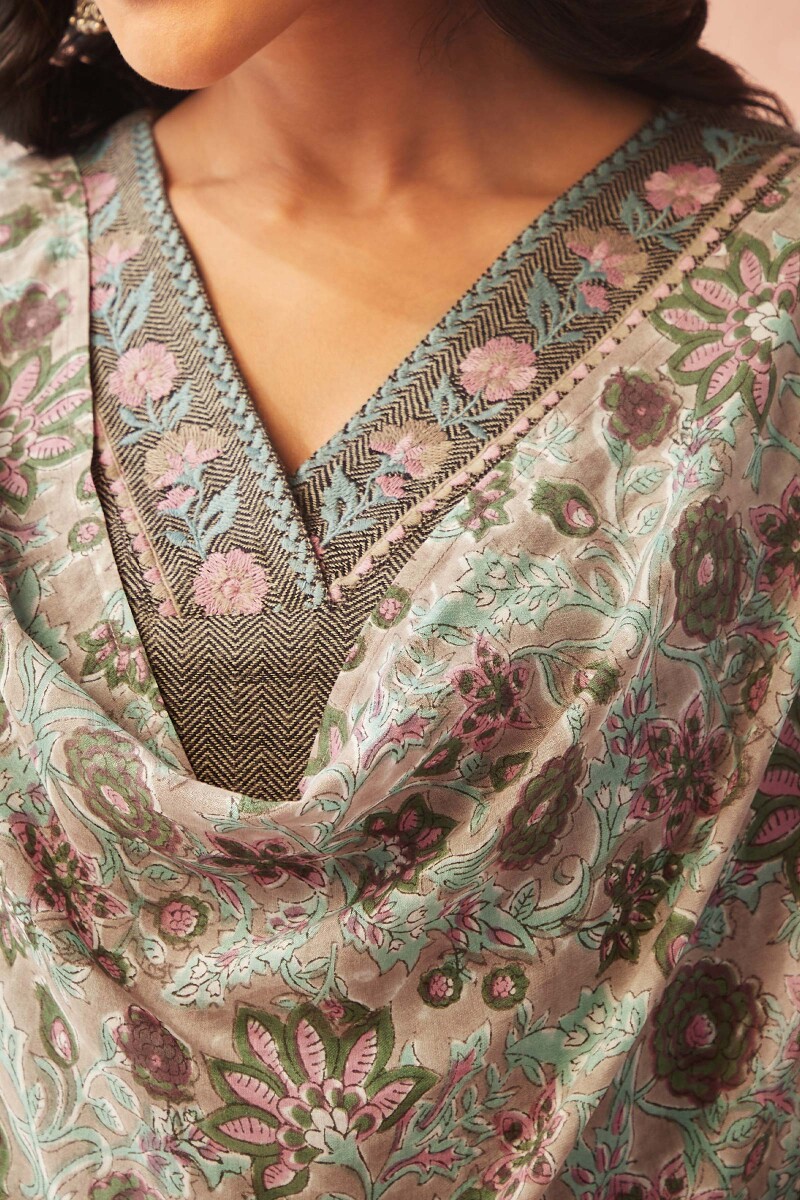 Brown Hand Block-Printed Modal Dupatta