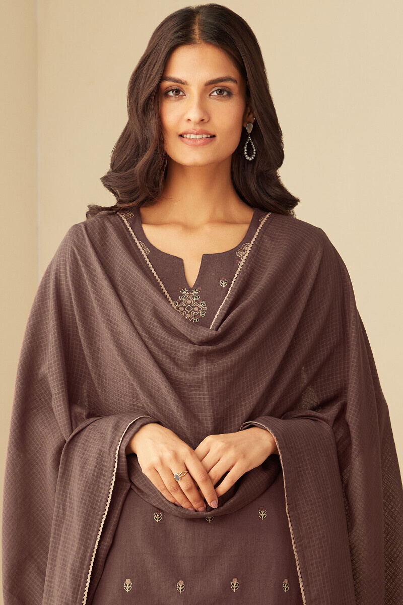 Brown Handcrafted Kota Dupatta