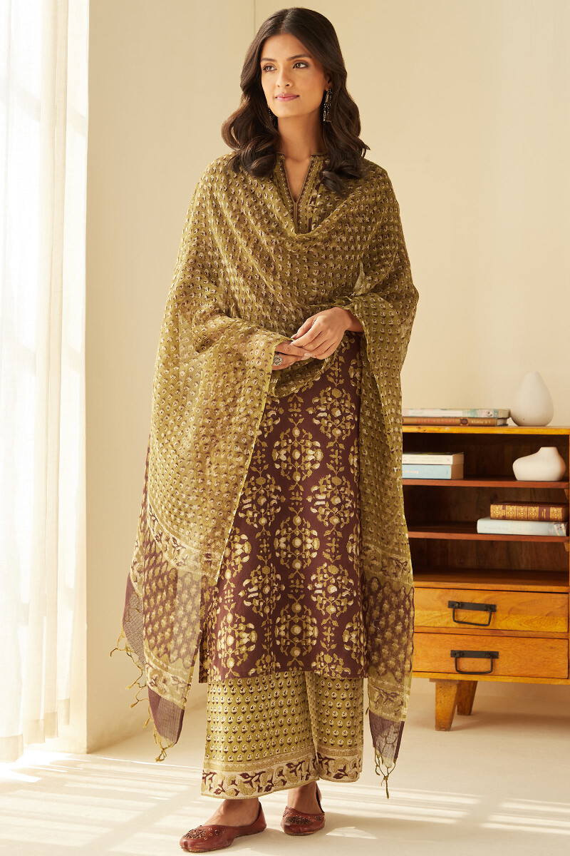 Bagru Hand Block-Printed Kota Dupatta