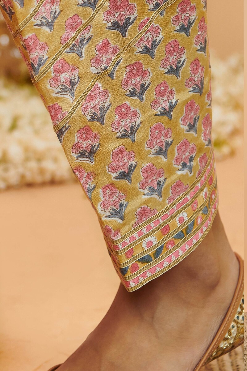 Yellow Hand Block Printed Modal Salwar