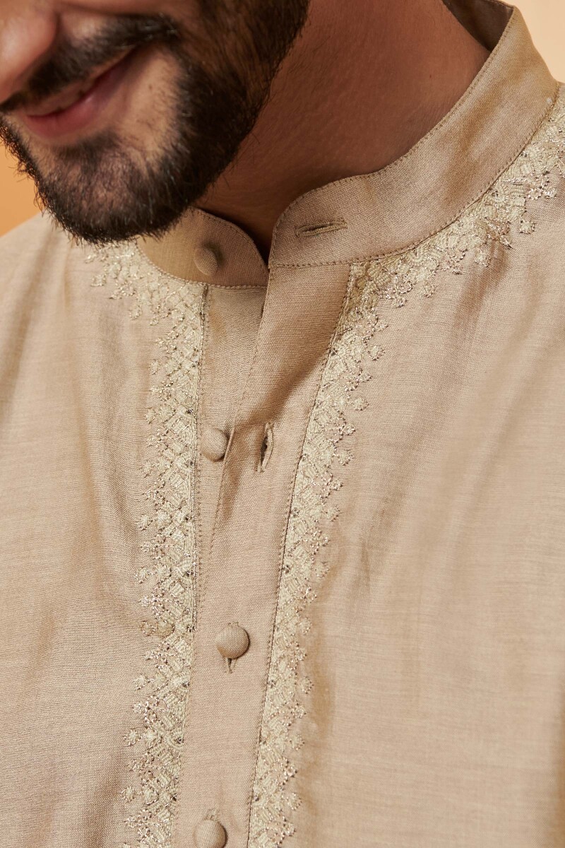 Gold Handcrafted Chanderi Kurta