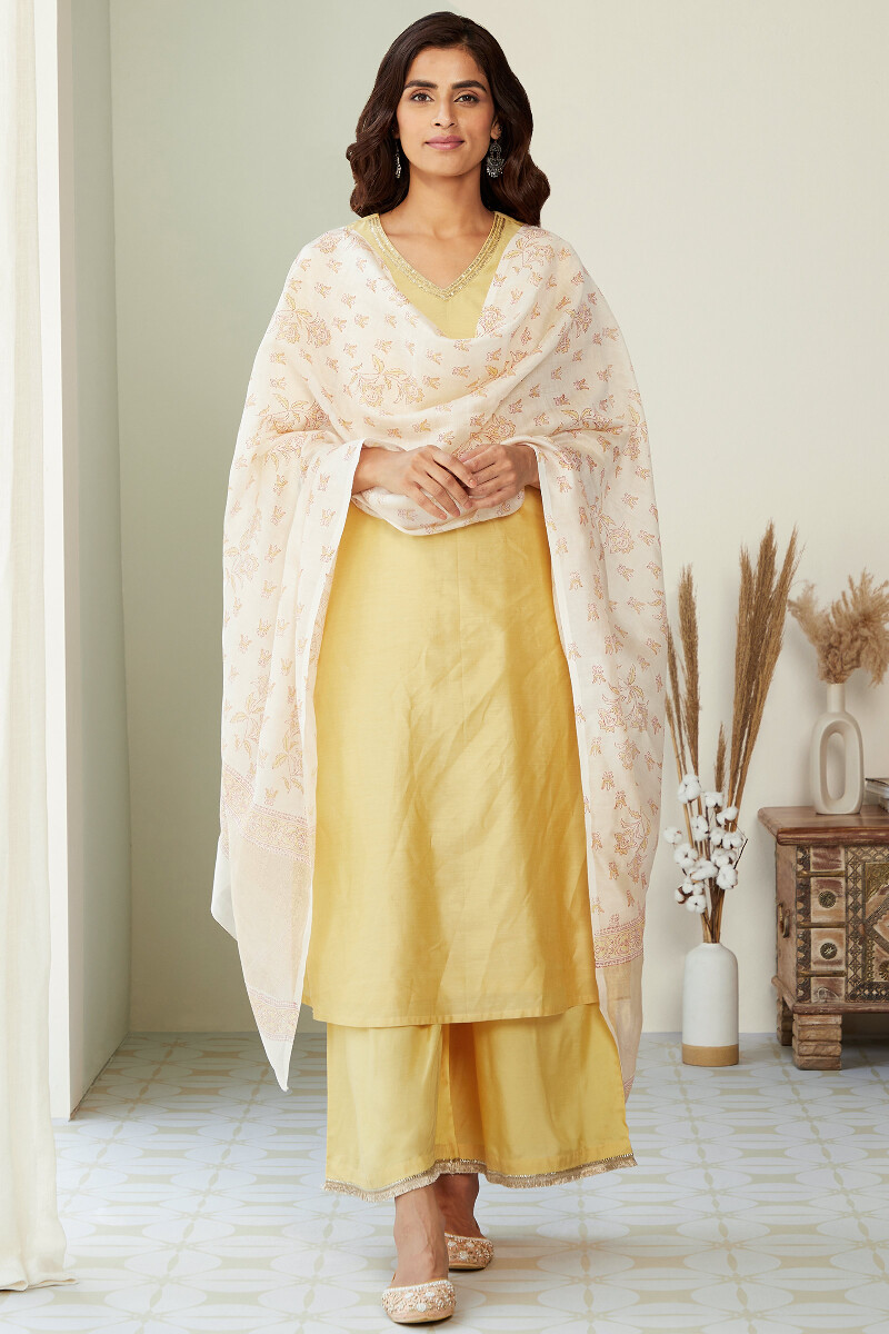 Yellow Handcrafted Modal Palazzo