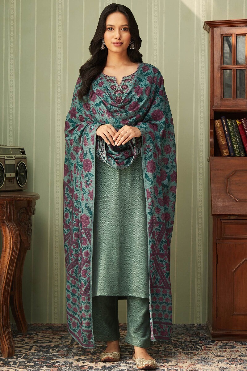 Teal Printed Kota Dupatta