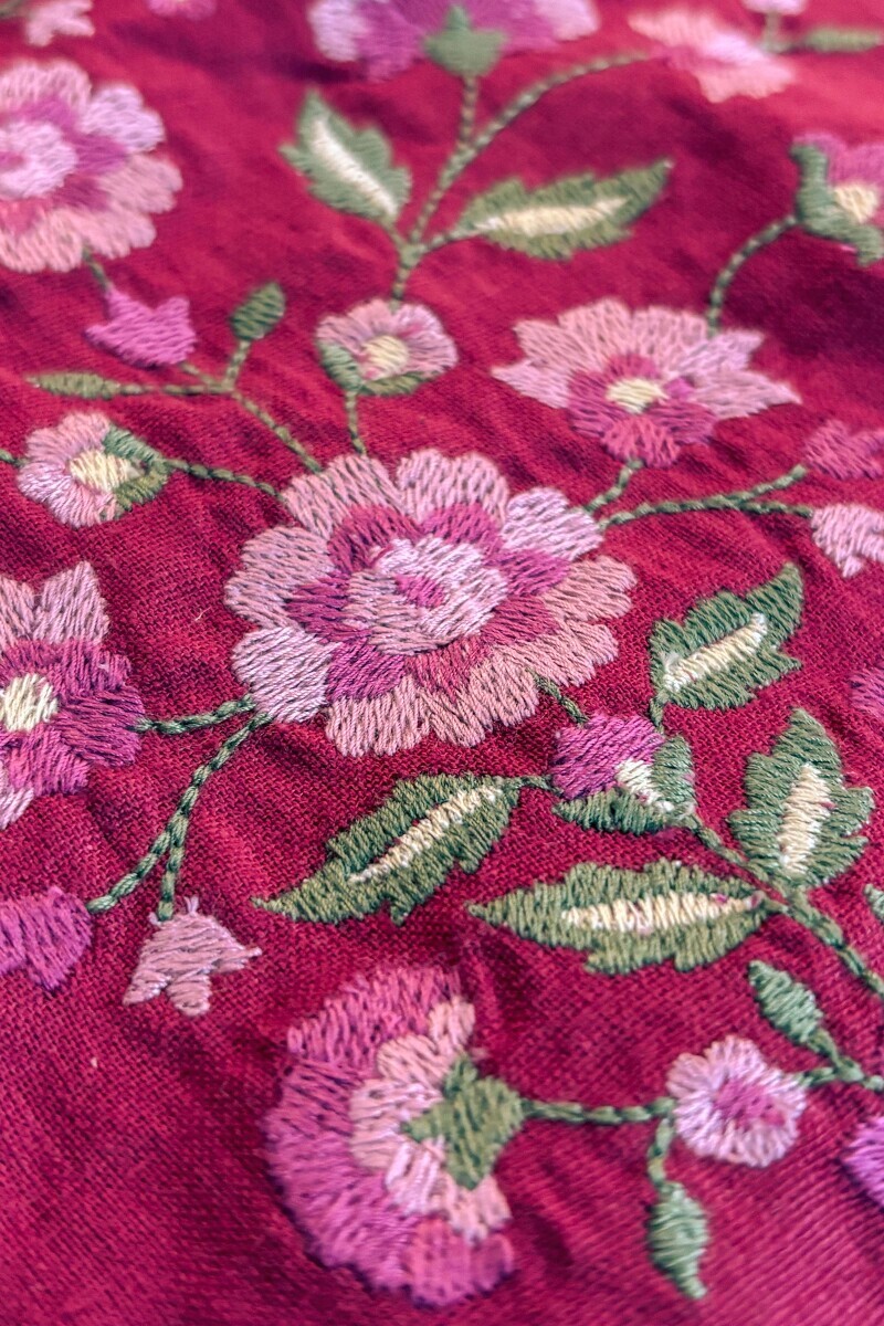 Pink Handcrafted Straight Cotton Flax Kurta