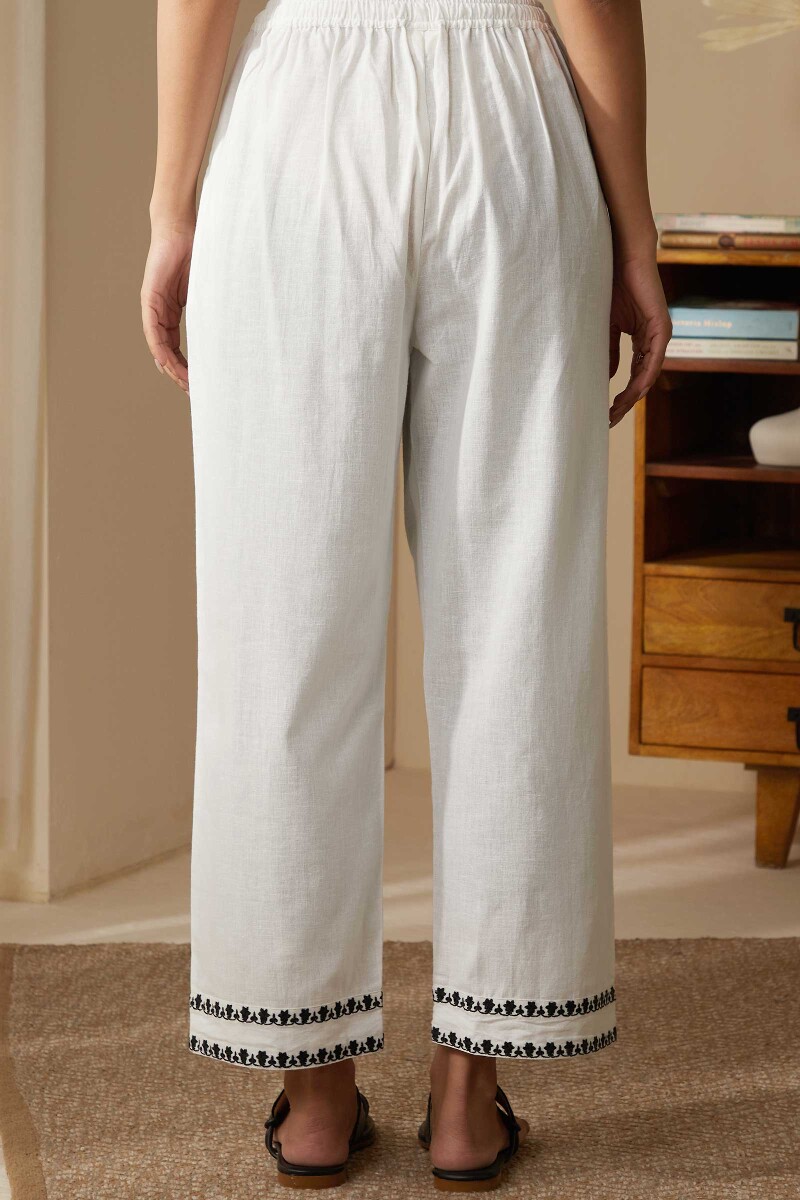 White Handcrafted Cotton Flax Straight Farsi