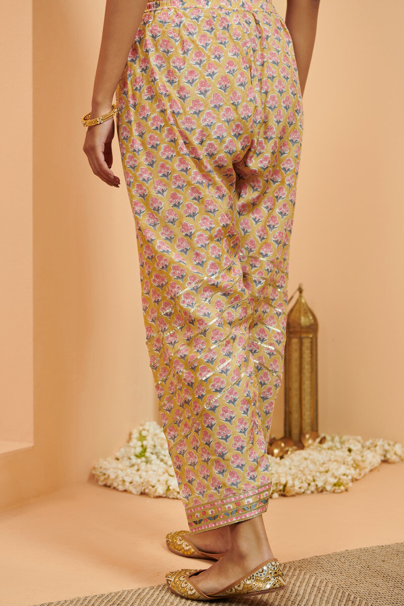 Yellow Hand Block Printed Modal Salwar
