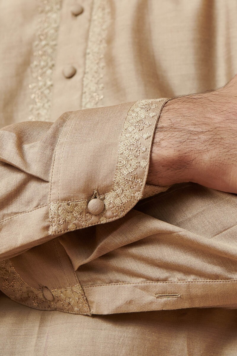 Gold Handcrafted Chanderi Kurta