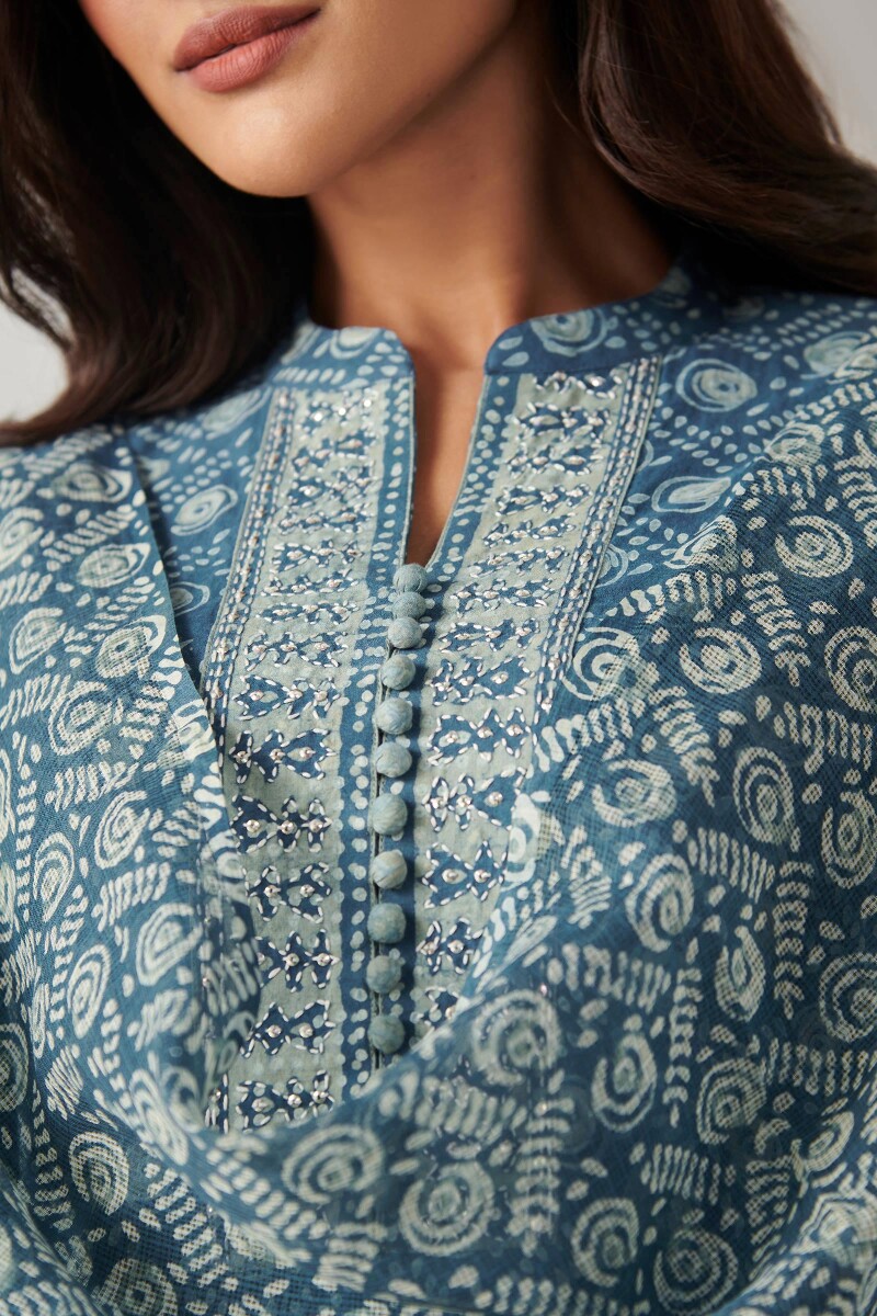 Akola Hand Block Printed Straight Cotton Kurta