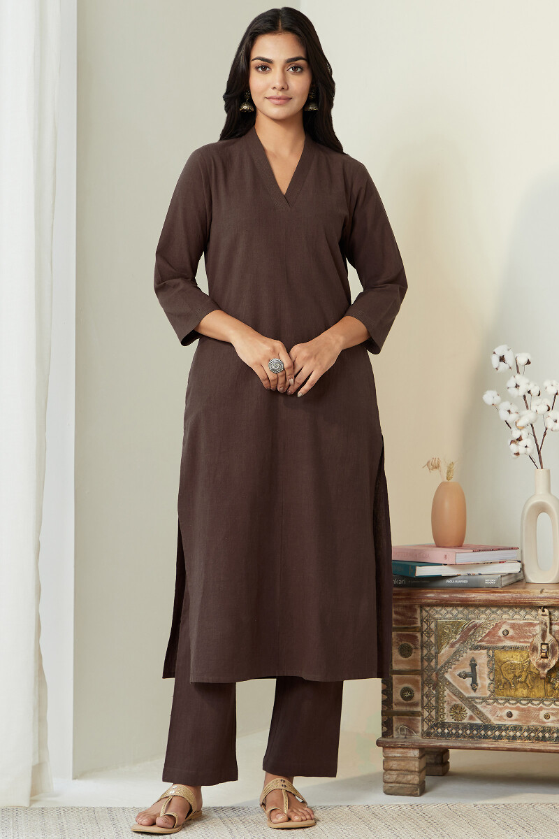 Brown Handcrafted Cotton pants