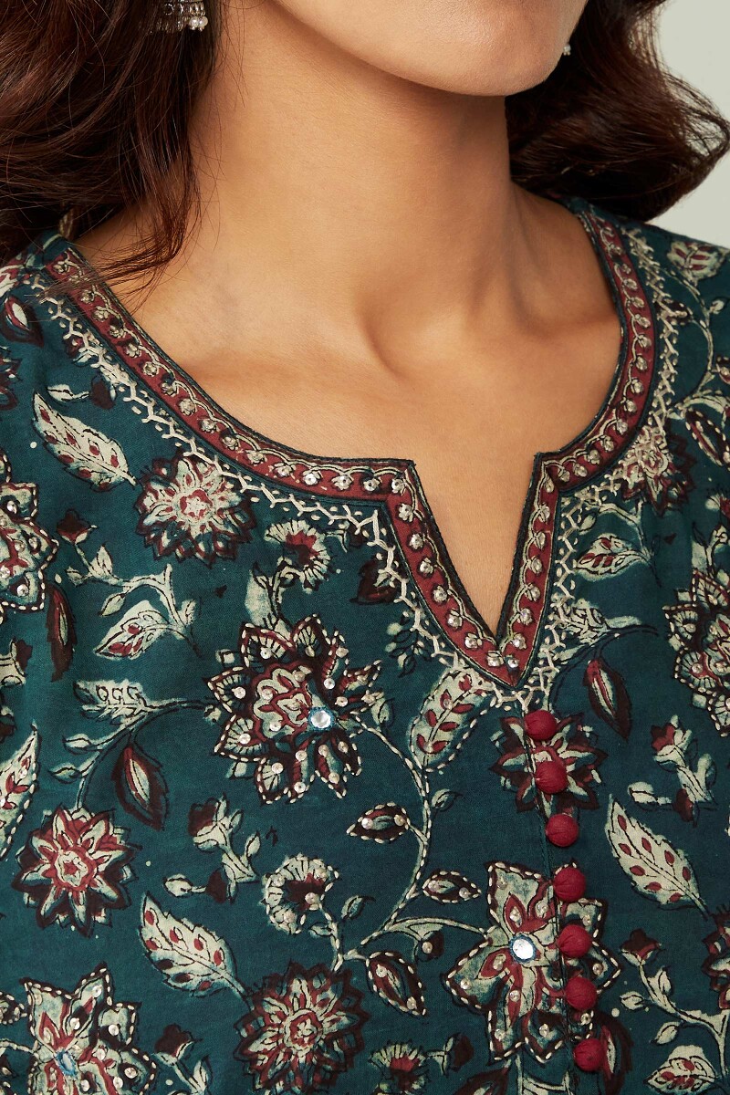 Bagru Hand Block-Printed Straight Cotton Kurta