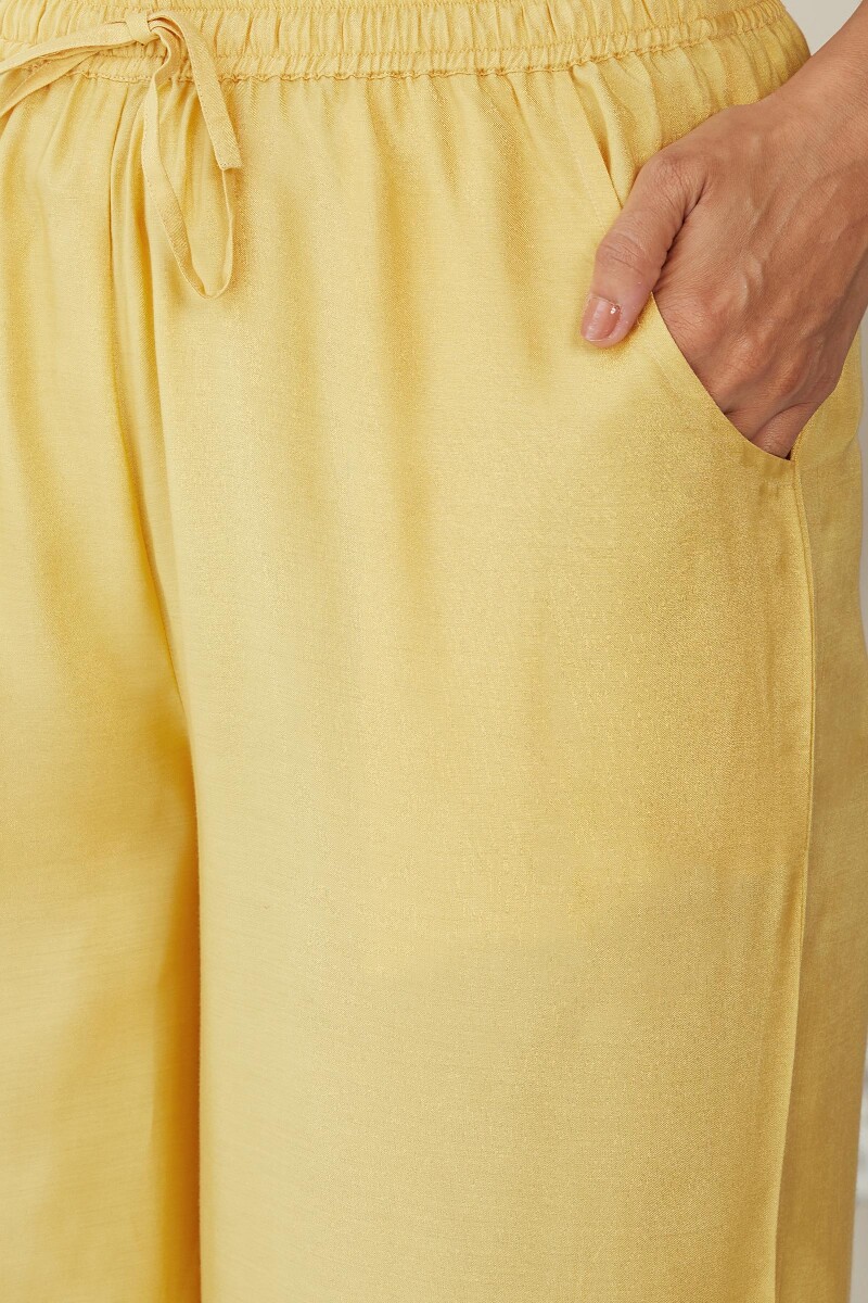Yellow Handcrafted Modal Palazzo