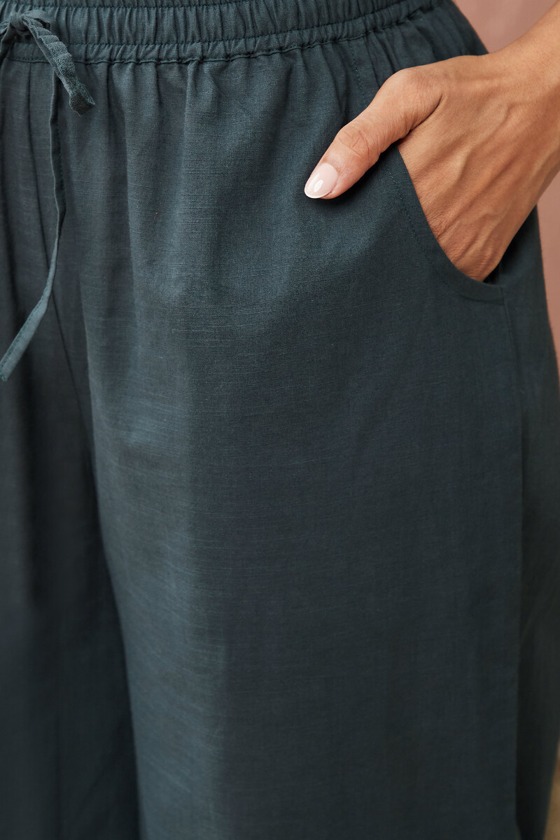 Teal Handcrafted Cotton Slub Farsi