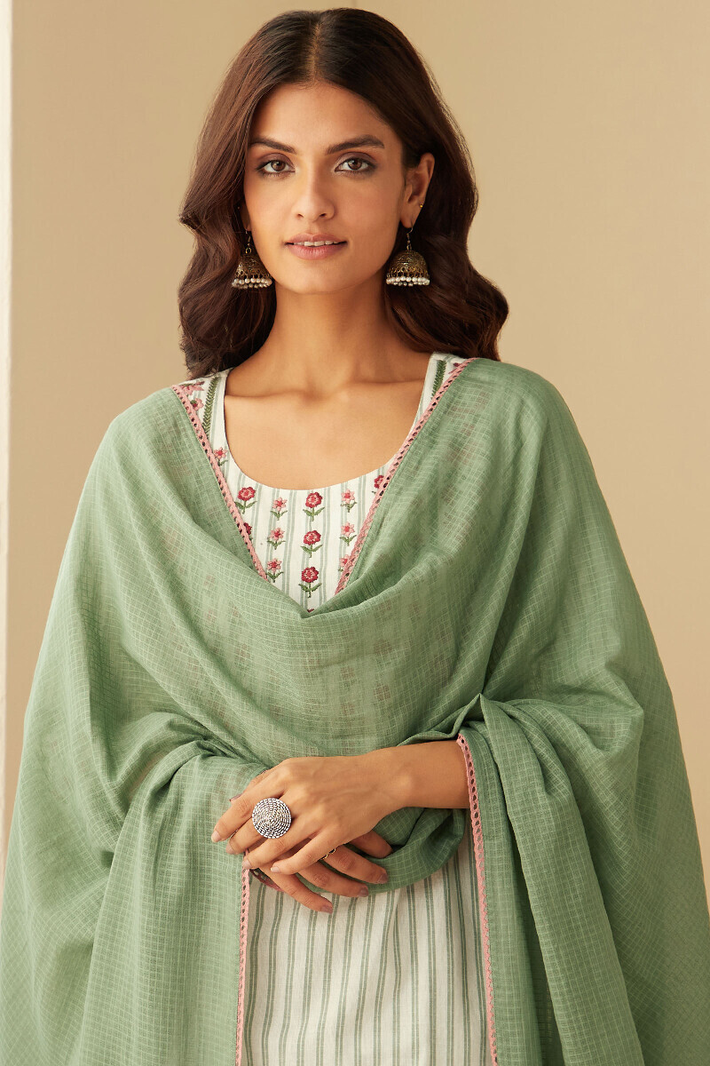 Green Handcrafted Kota Dupatta