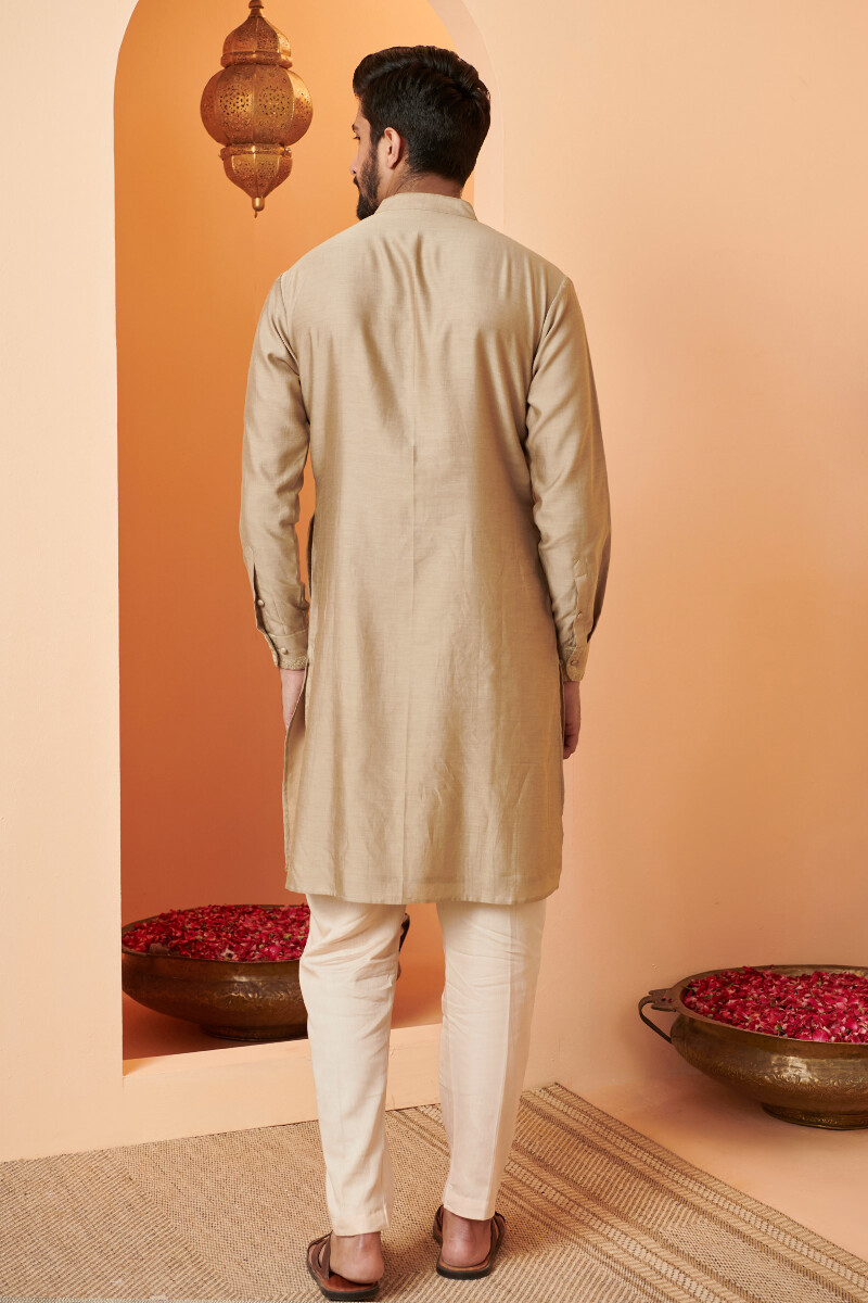 Gold Handcrafted Chanderi Kurta