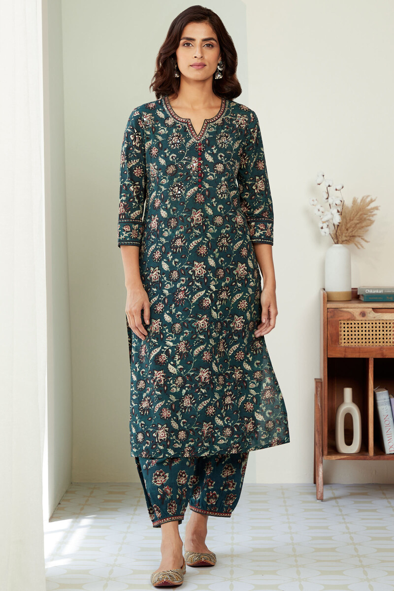 Bagru Hand Block-Printed Straight Cotton Kurta