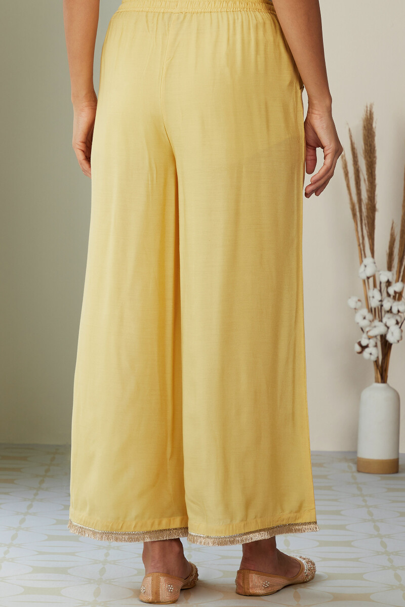 Yellow Handcrafted Modal Palazzo