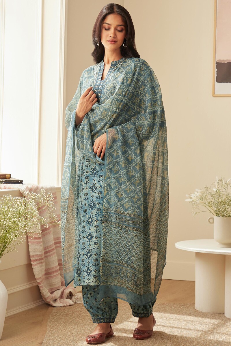 Akola Hand Block-Printed Kota Dupatta