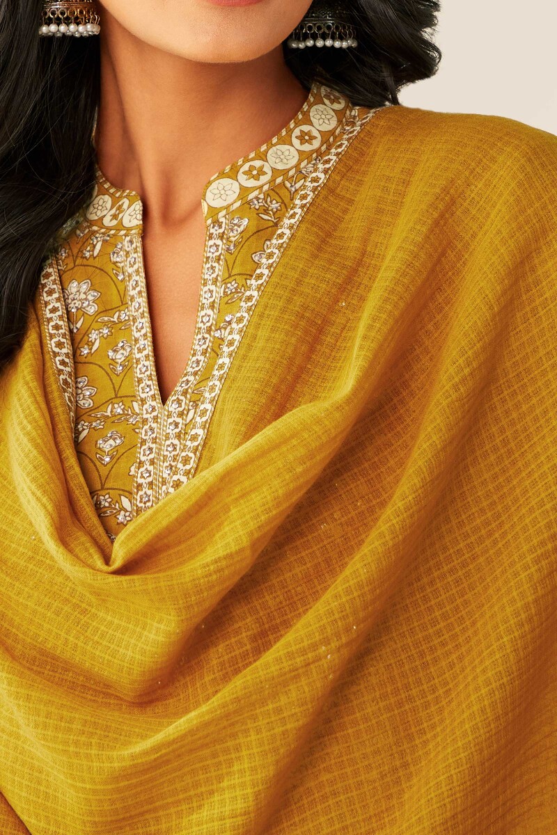 Mustard Handcrafted Kota Dupatta