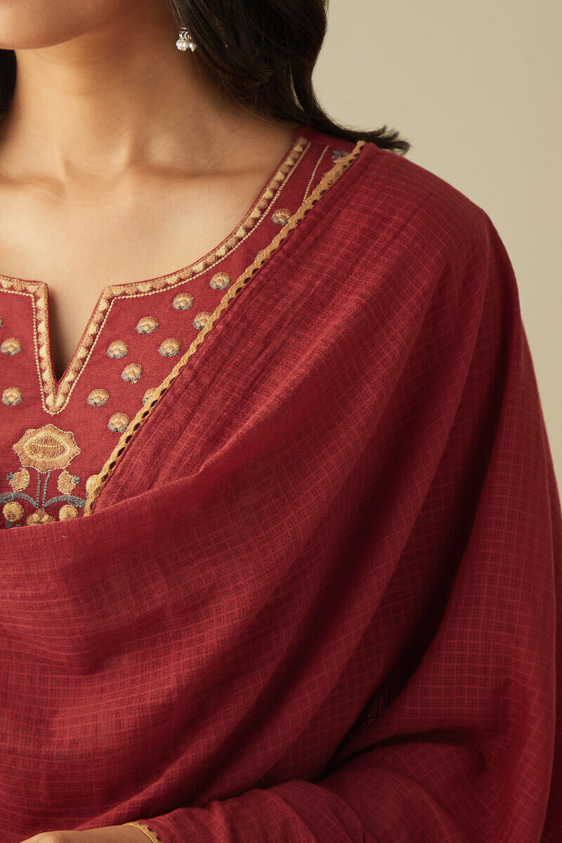 Red Handcrafted Kota Dupatta