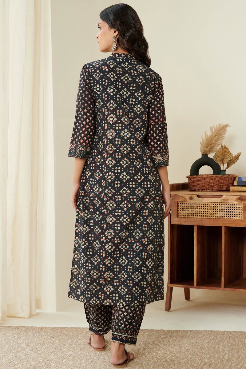 Bagru Hand Block Printed Straight Cotton Slub Kurta