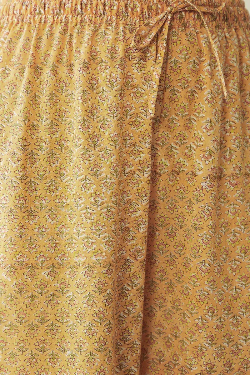 Yellow Hand Block-Printed Cotton Izhaar Pants