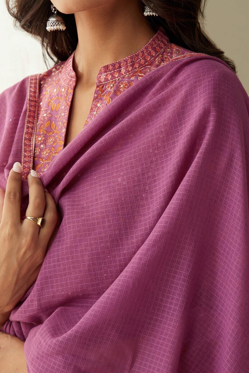 Pink Handcrafted Kota Dupatta