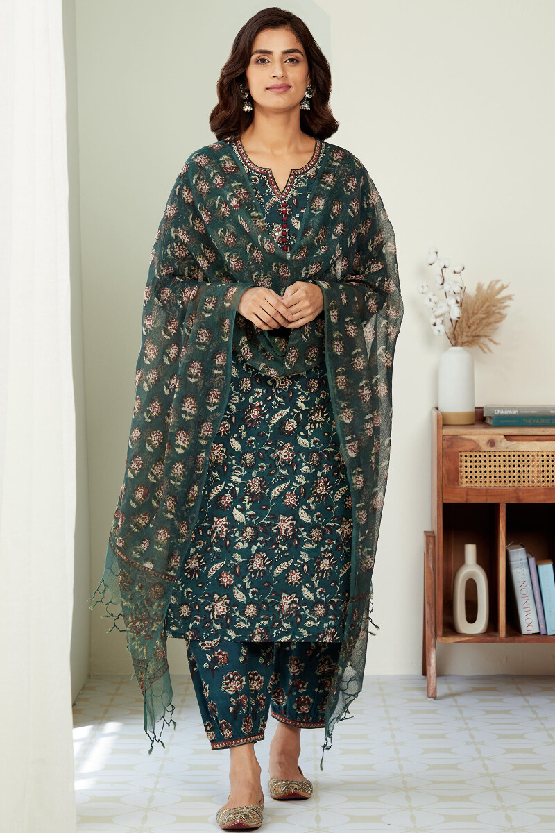 Bagru Hand Block-Printed Straight Cotton Kurta