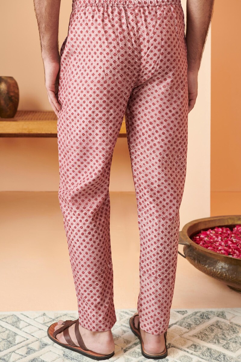 Maroon Hand Block Printed Chanderi Pants