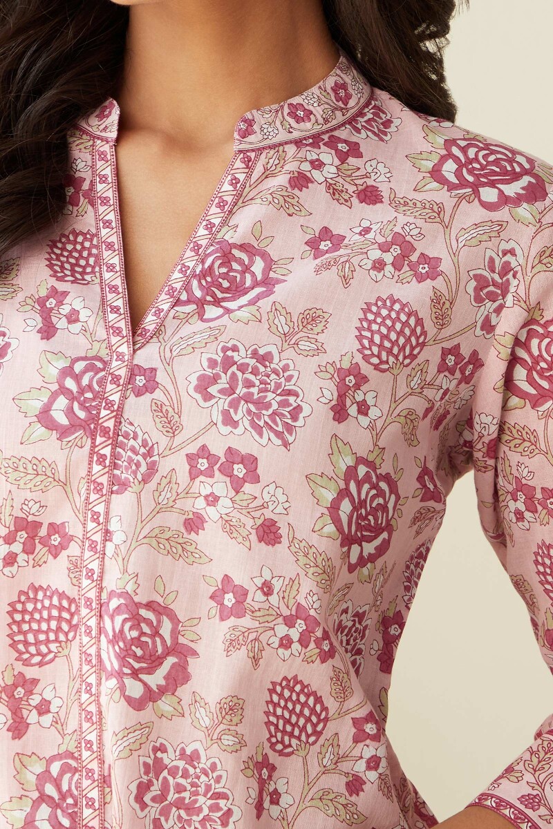 Pink Hand Printed Cotton Loungewear Set