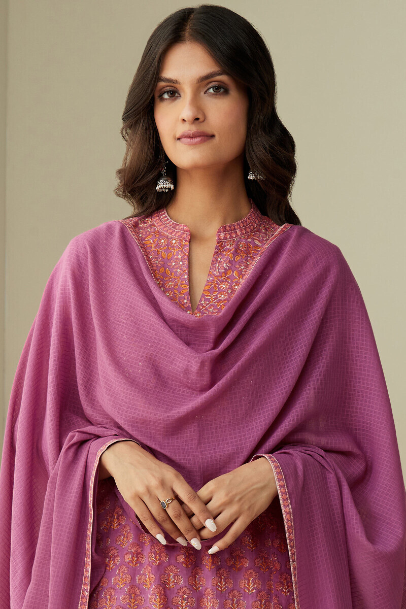 Pink Handcrafted Kota Dupatta