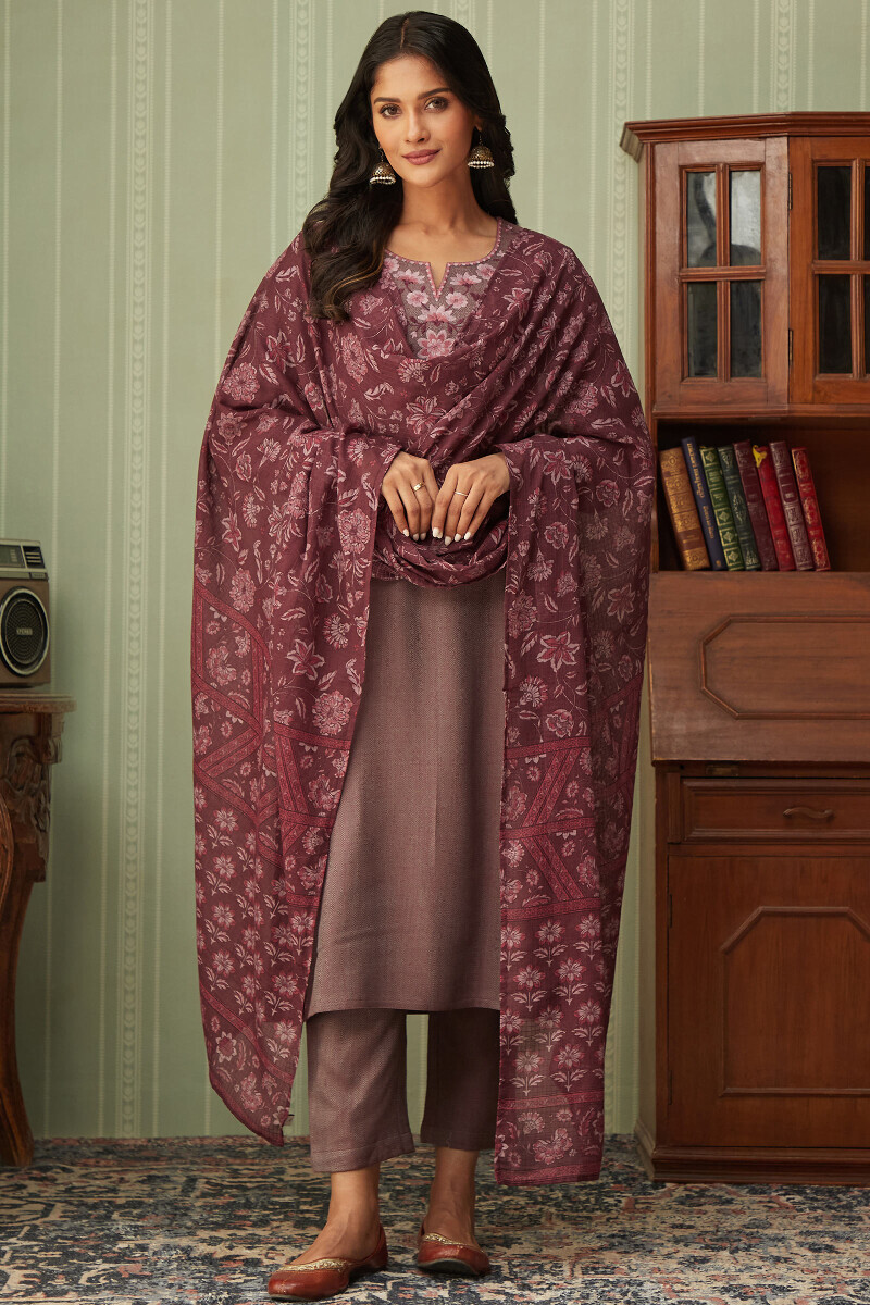 Mauve Printed Kota Dupatta