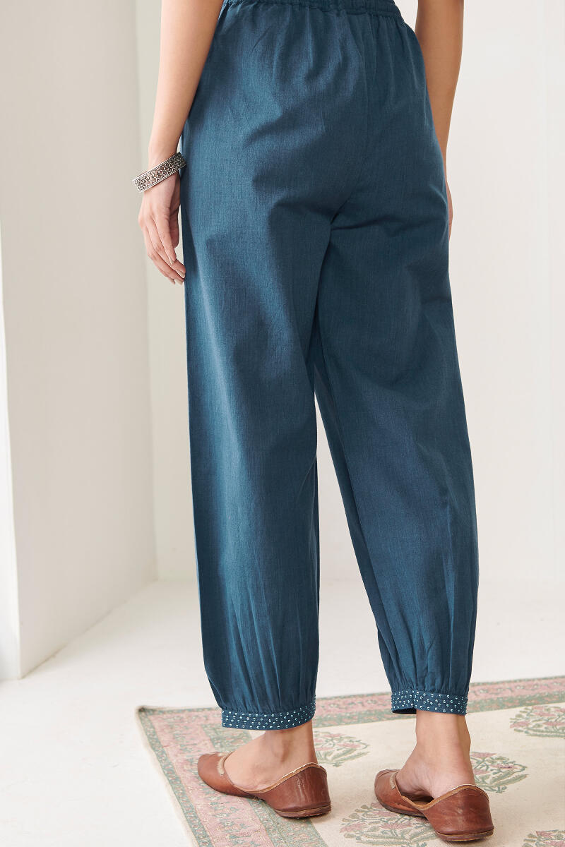 Blue Handcrafted Cotton Izhaar Pants