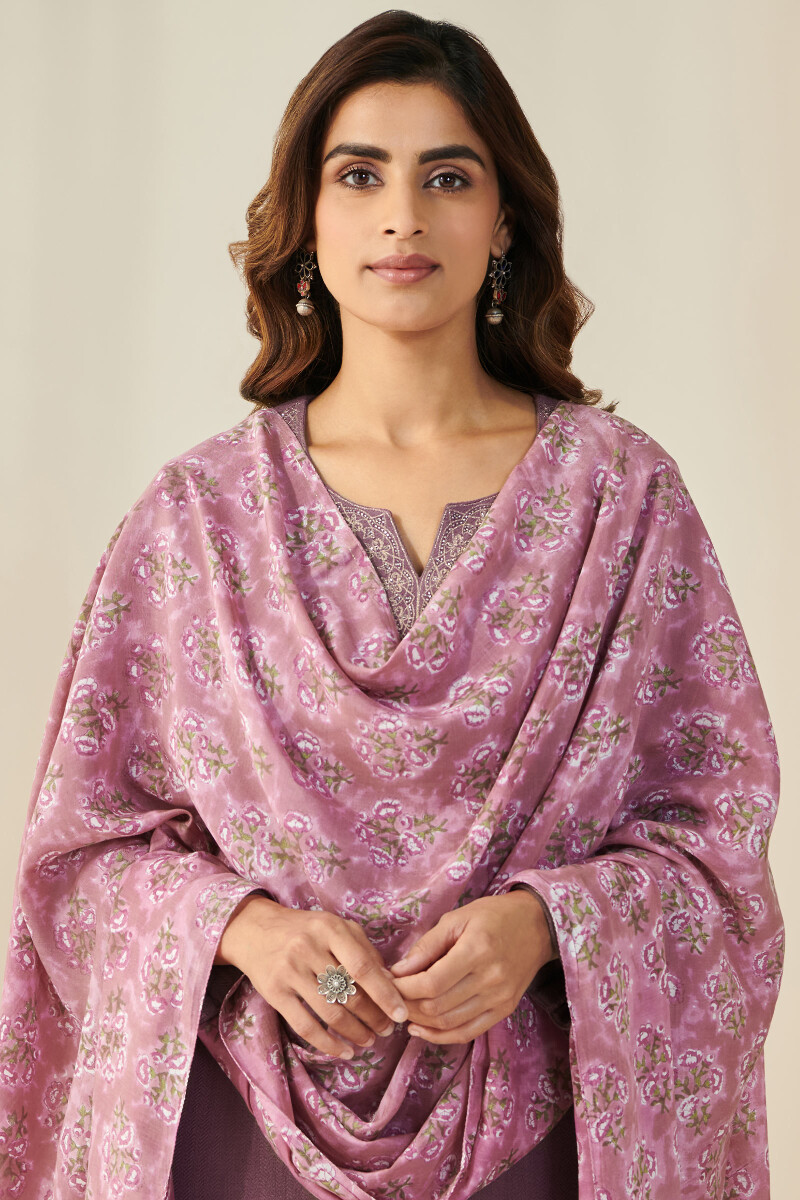 Pink Hand Block Printed Modal Dupatta