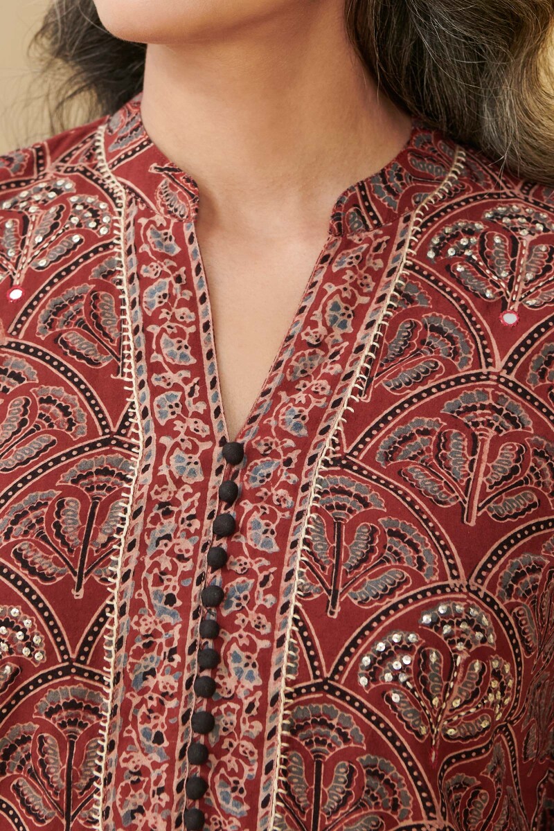 Ajrak Hand Block Printed Straight Cotton Kurta