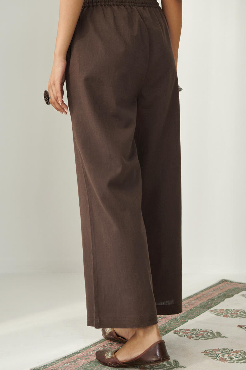 Brown Handcrafted Cotton Flax Farsi Pants