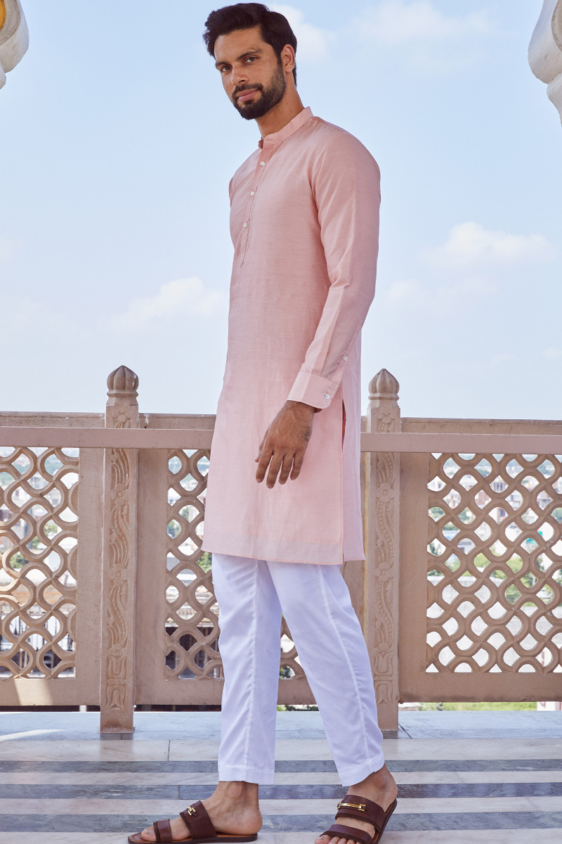 Pink Handcrafted Chanderi Kurta