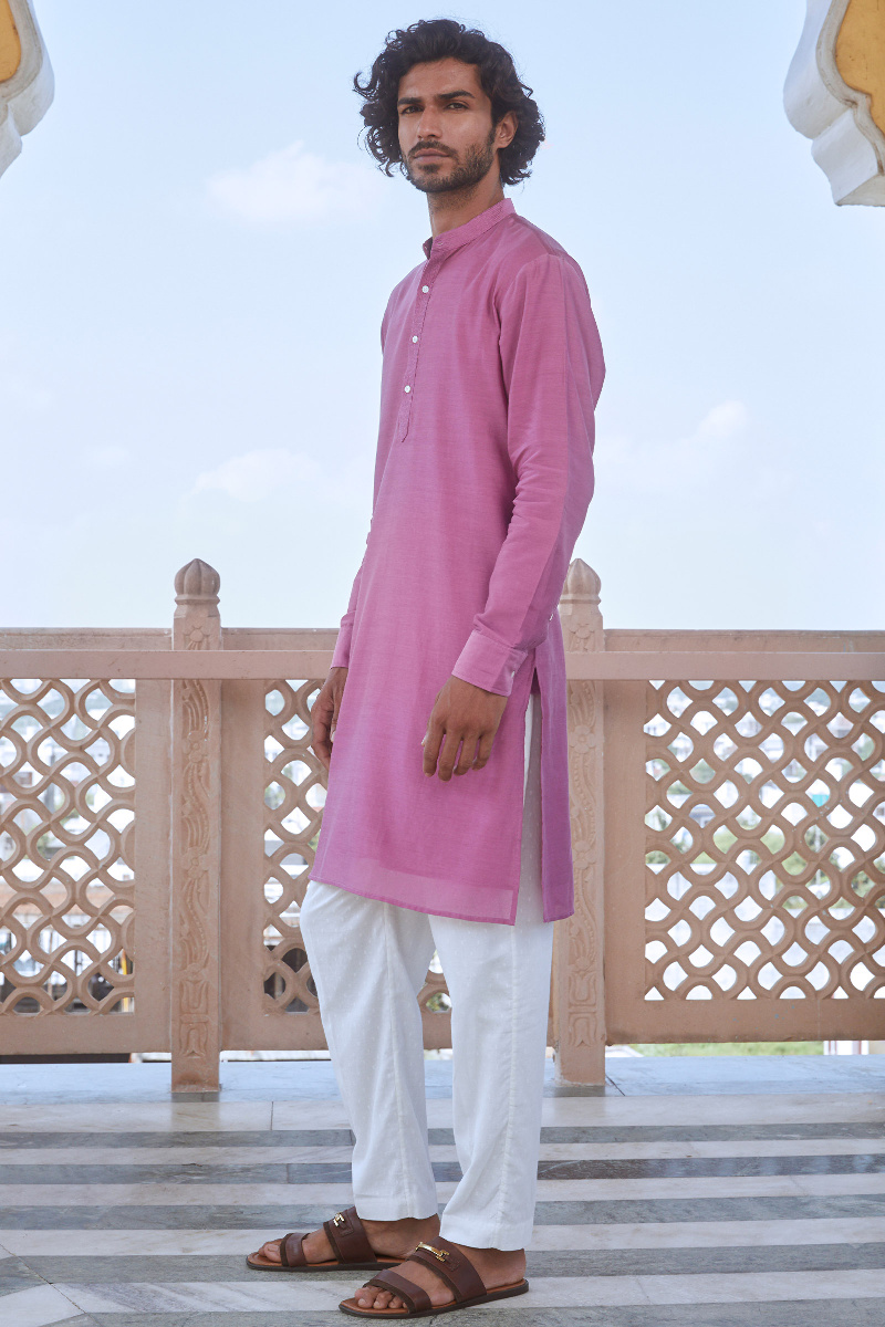 Purple Handcrafted Chanderi Kurta