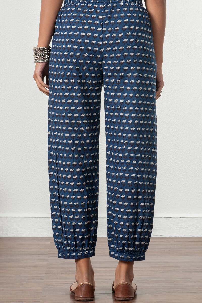 Indigo Block Printed Cotton Izhaar Pants