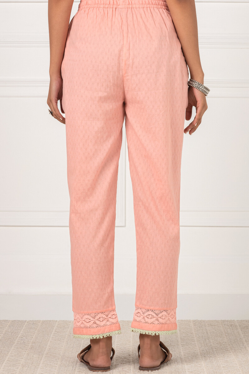 Peach Handcrafted Cotton Narrow Pants