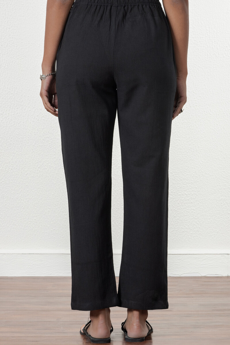 Black Handcrafted Cotton Linen Pants