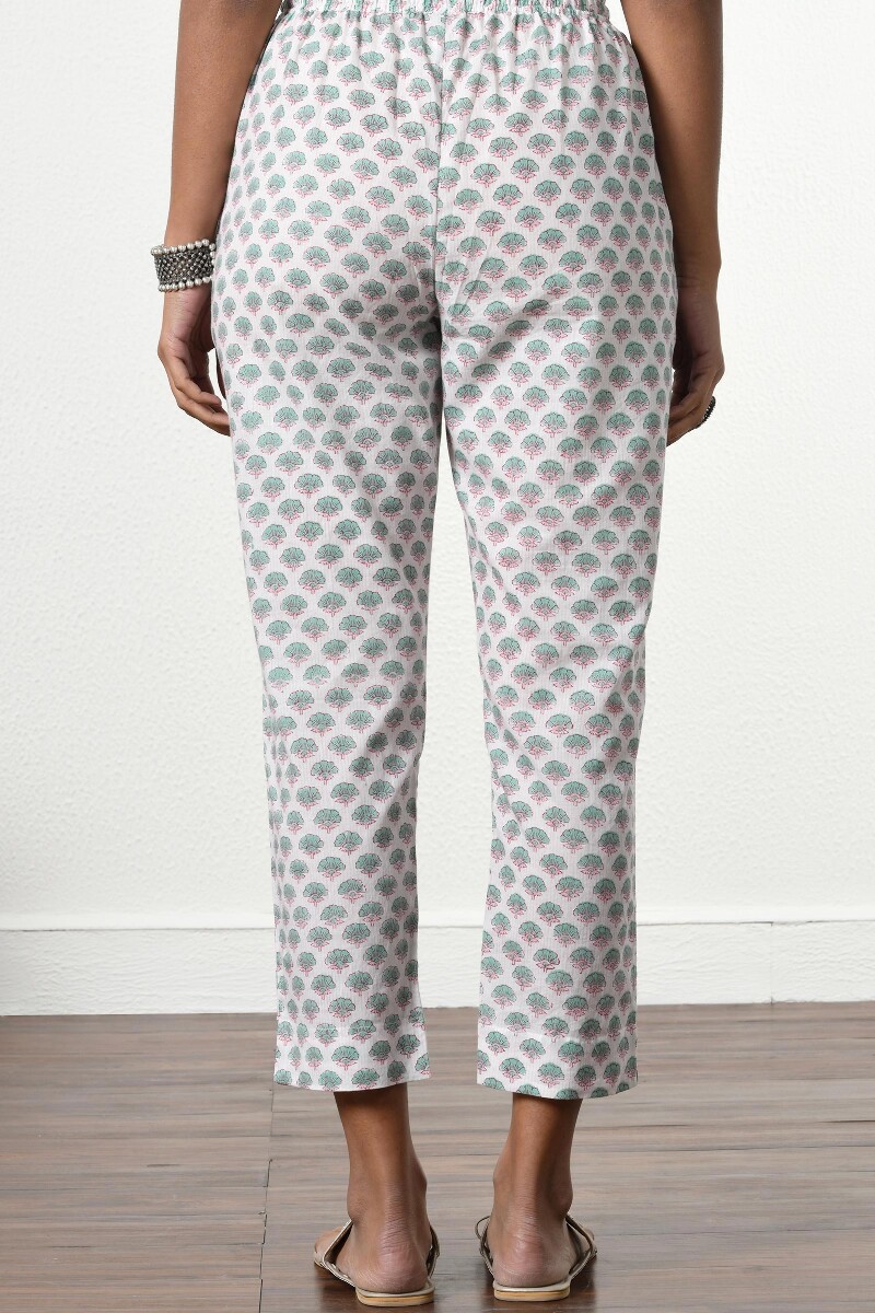 Off-White Block Printed Cotton Narrow Pants
