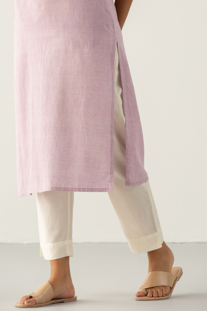 Purple Handcrafted Straight Cotton Kurta