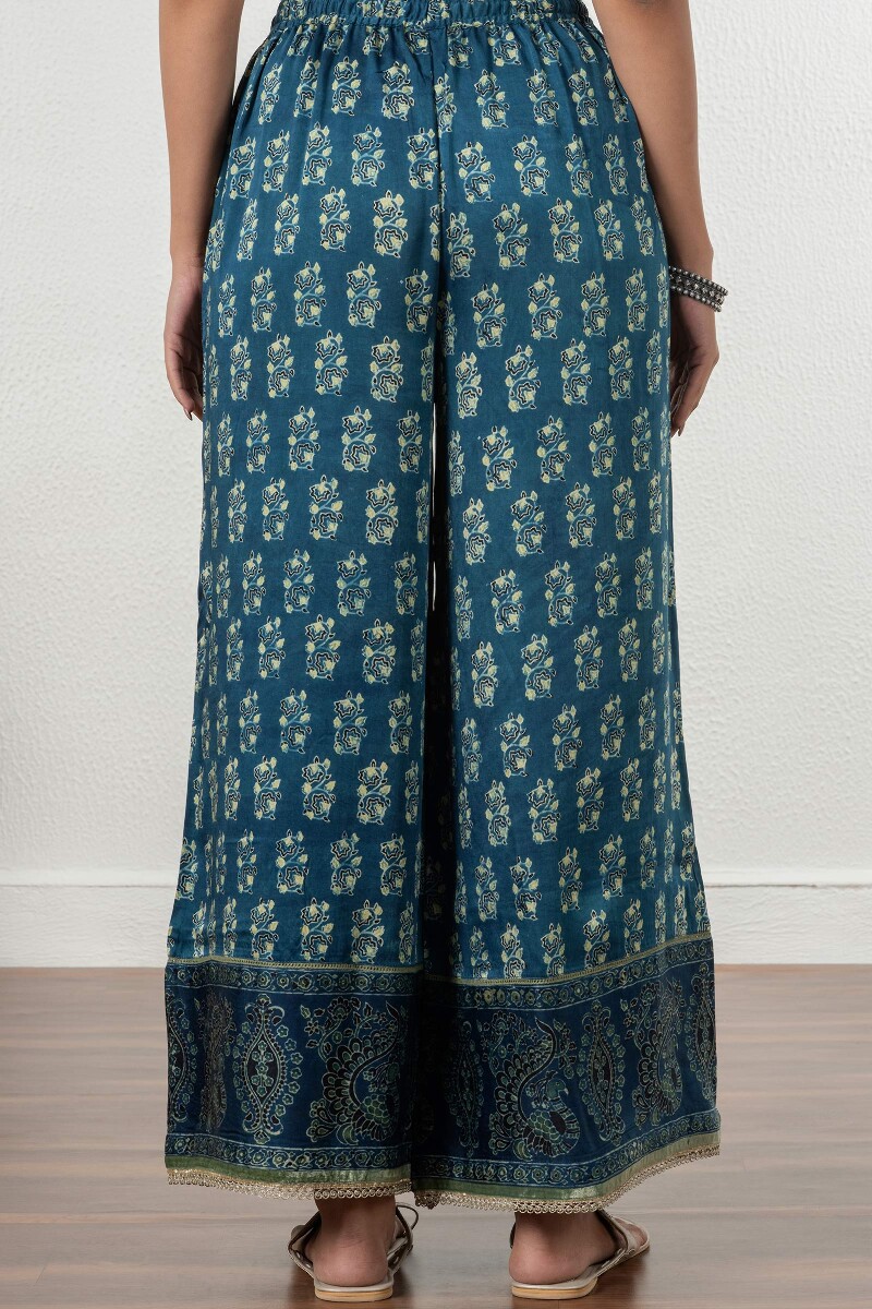 Ajrak Block Printed Modal Satin Palazzo