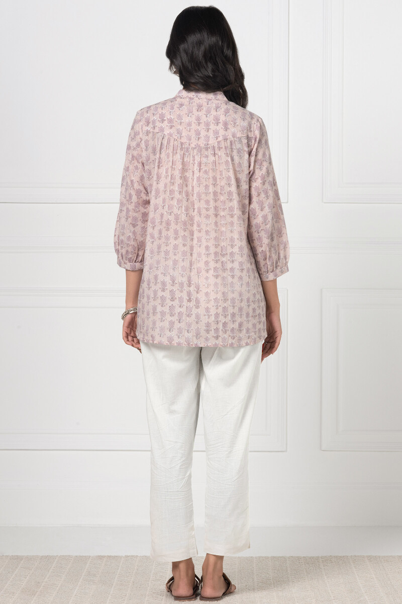 Pink Block Printed Cotton Top