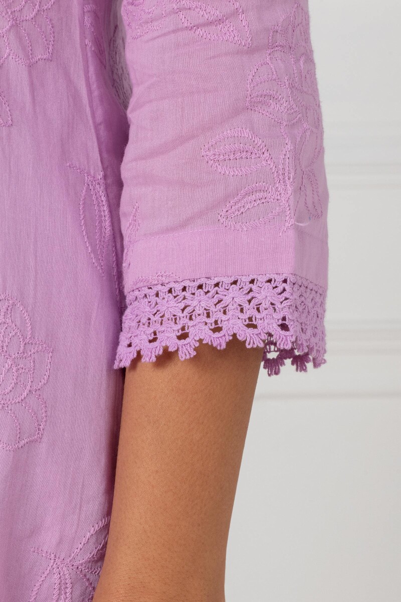 Purple Handcrafted Straight Cotton Kurta